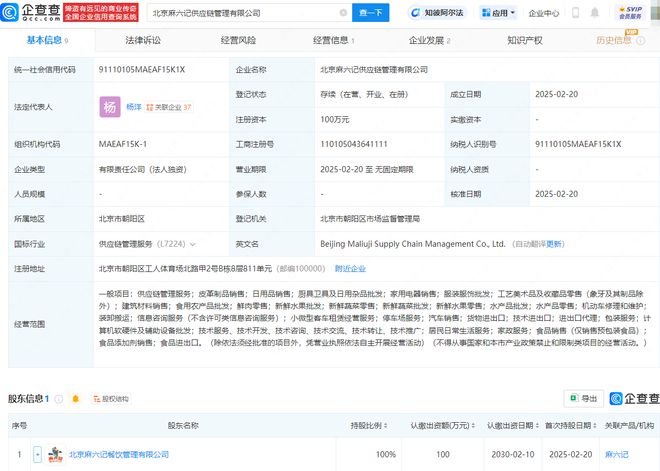 麻六記布局新賽道，供應(yīng)鏈管理公司落地北京，日用雜品銷售透露何種戰(zhàn)略？